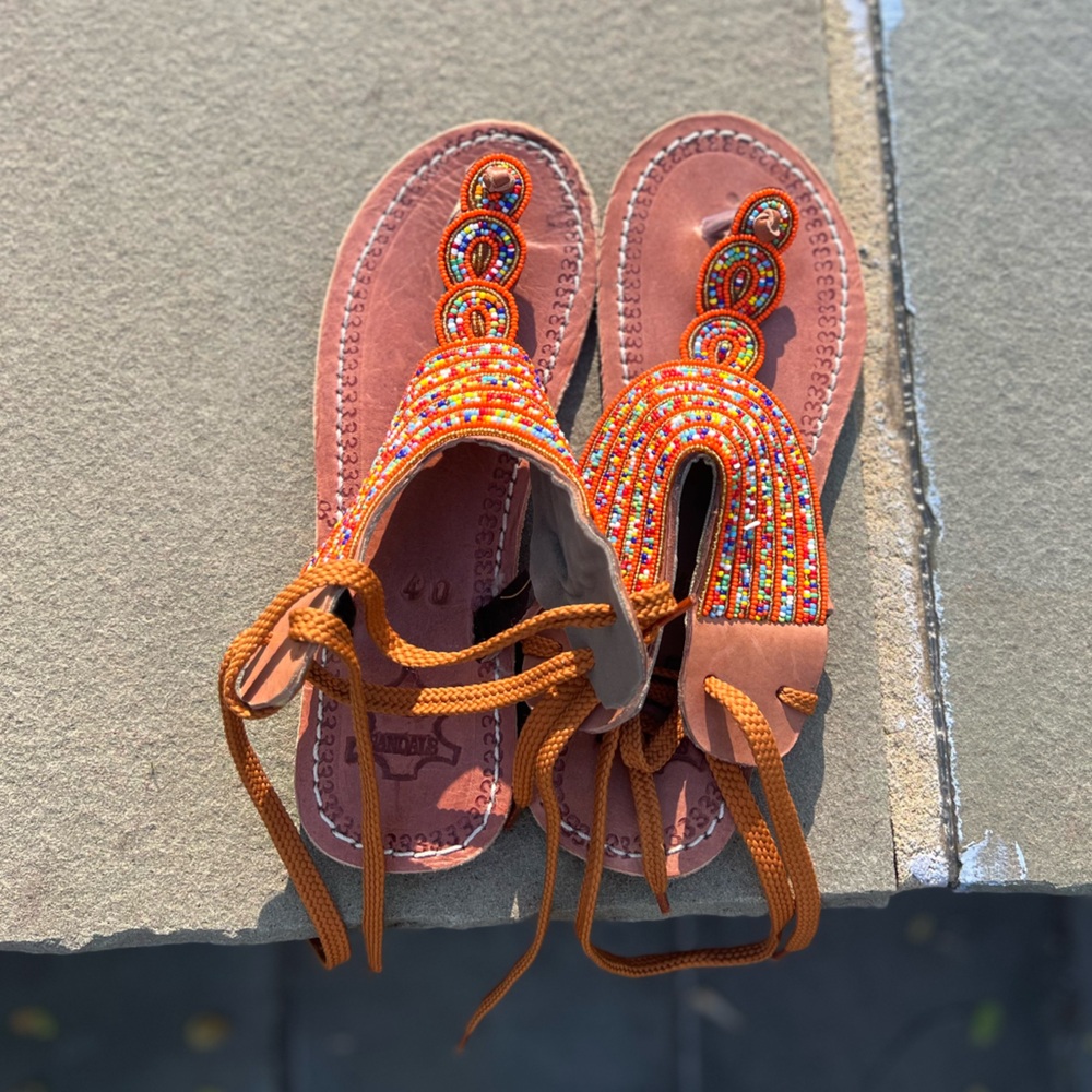 Boho sandals - beaded sandals - brand new.
